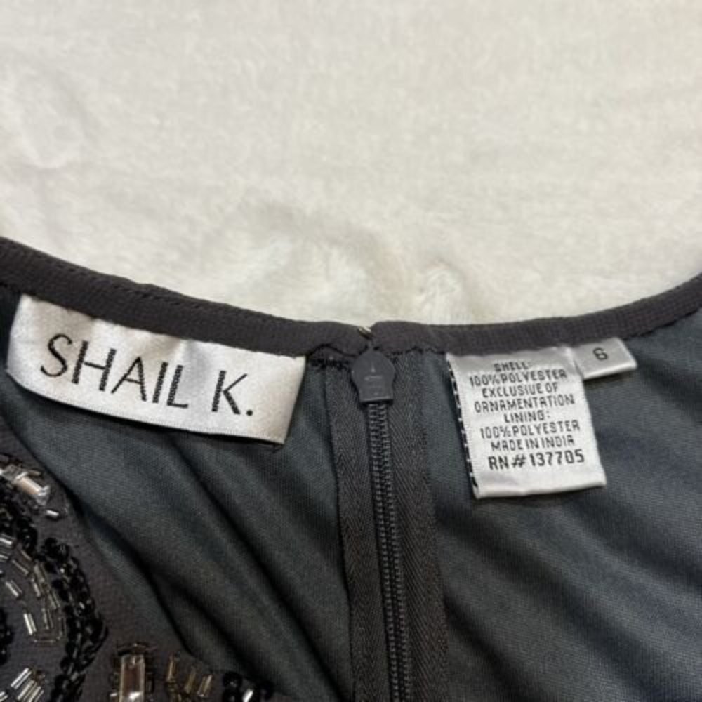 Shail K Beaded Gray Short Cocktail Fit & Flare Dress Size 6 - Picture 6 of 12